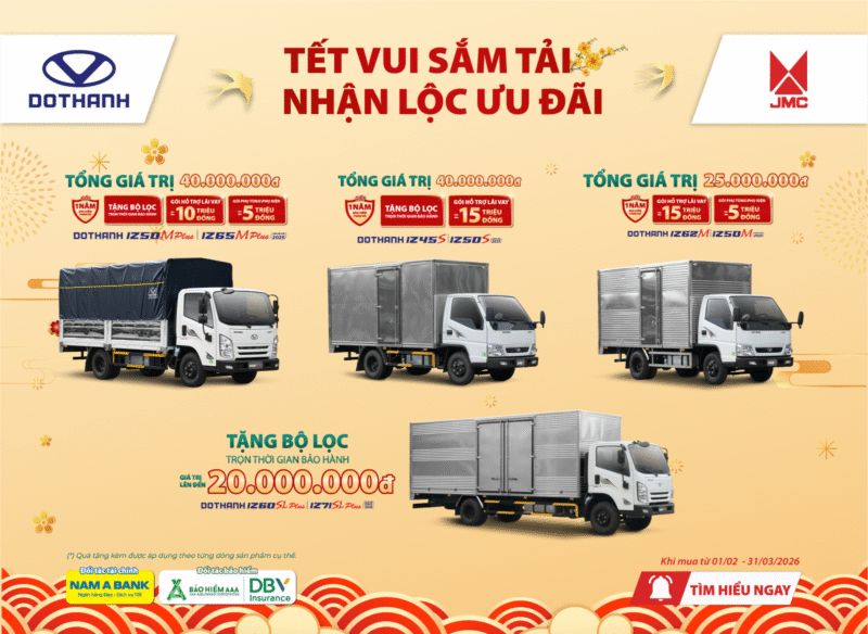 Bảng Giá Xe Tải Đô Thành | Khuyến Mãi Tháng 3/2026 Cực Khủng